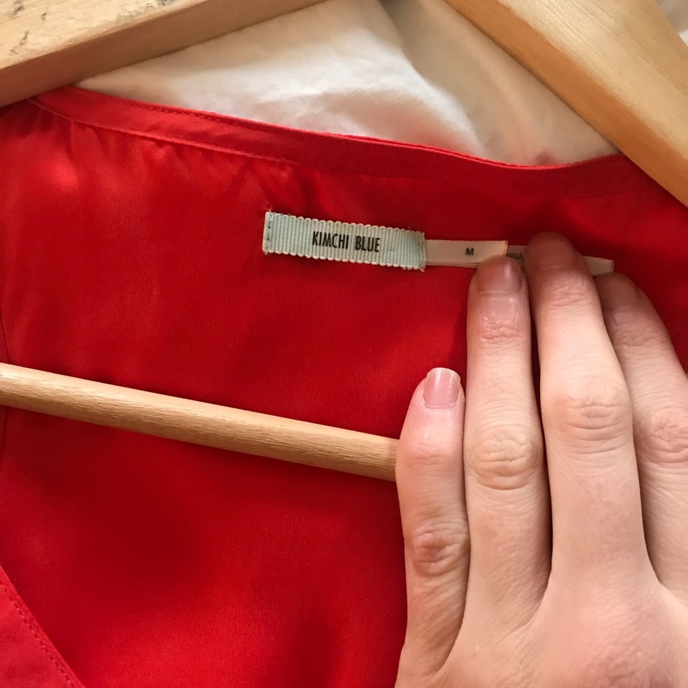 Kimchi Blue Red Silk ruffle Dress - Picture 4 of 5